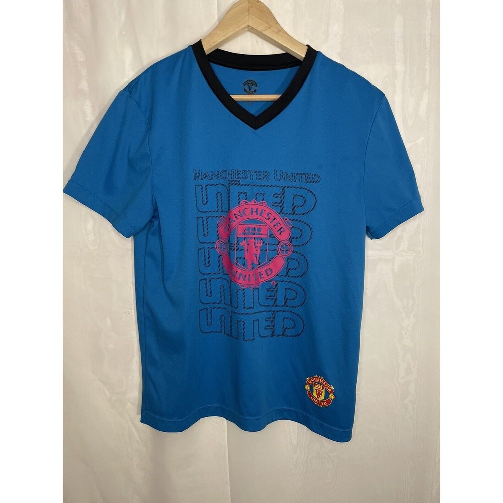Women’s Manchester United Football Club Soccer Blue Pink Black Training Jersey